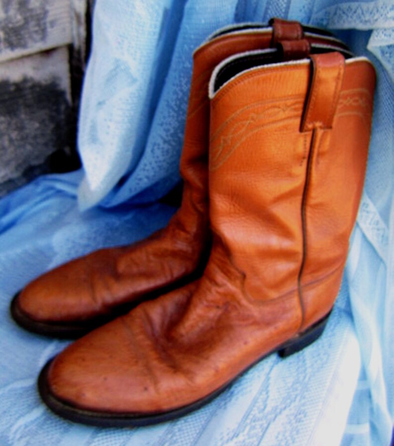 Justins Leather Cowboy Boots Size 8 B