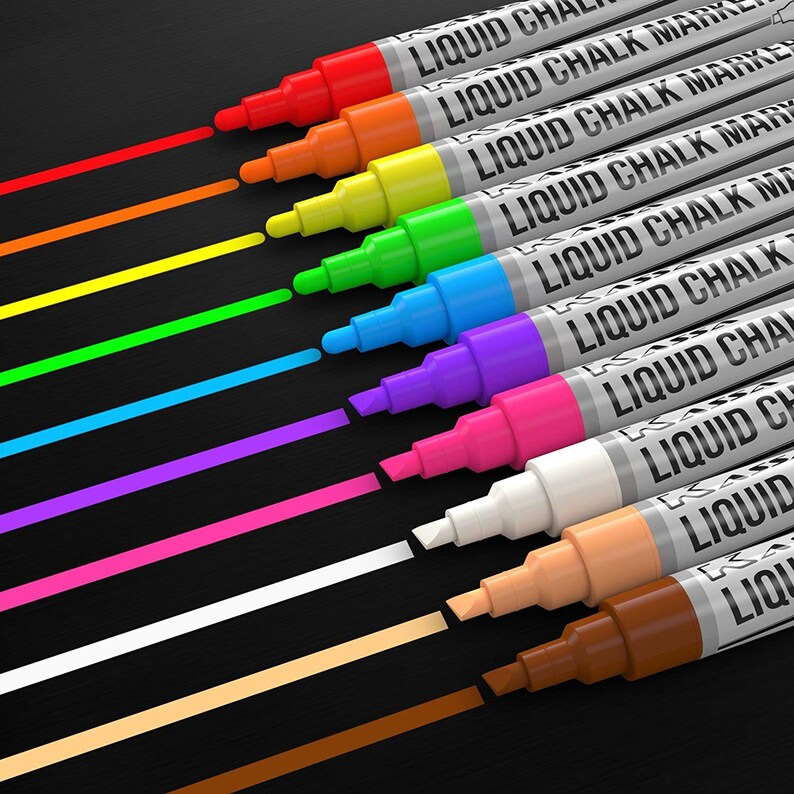 Kassa Liquid Chalk Markers for Blackboards 10 Neon Colors
