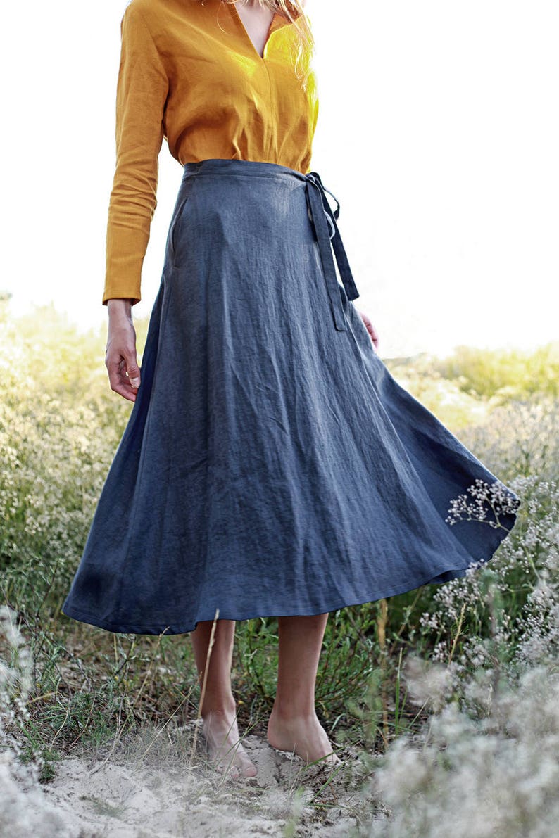 Long Linen Wrap Skirt FRIDA  Maxi Linen Skirt Maxi Wrap