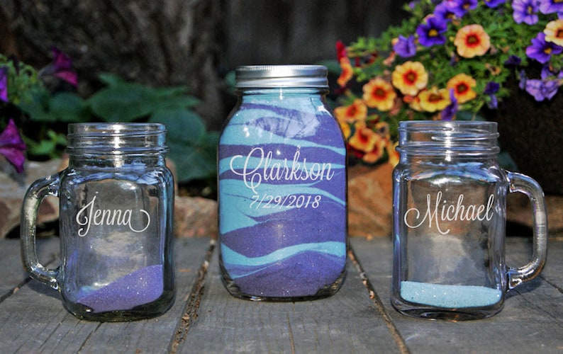Mason Jar Unity Sand Set Personalized Sand Ceremony Set