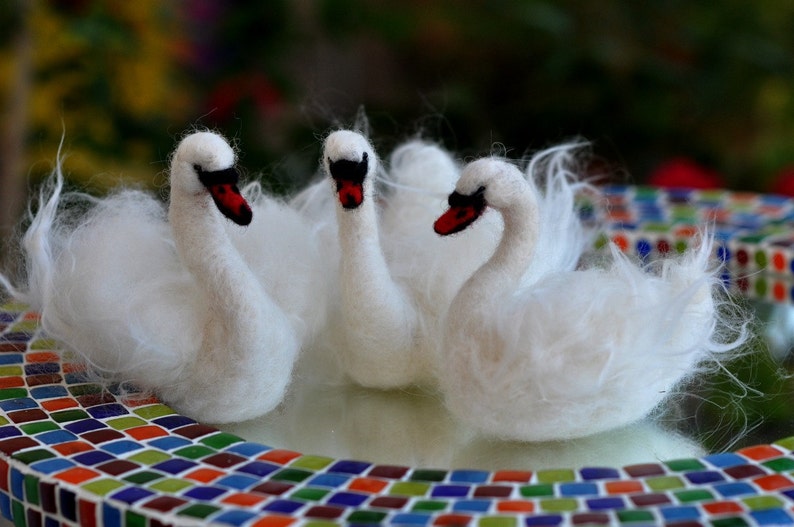 Needle Felted  Animals  White Swan
