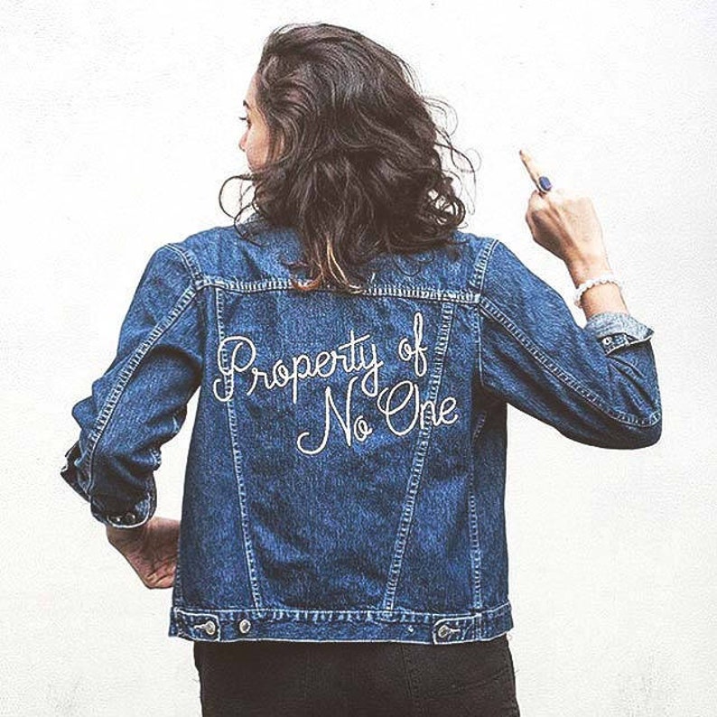 PROPERTY of NO ONE hand embroidered denim jacket  made to