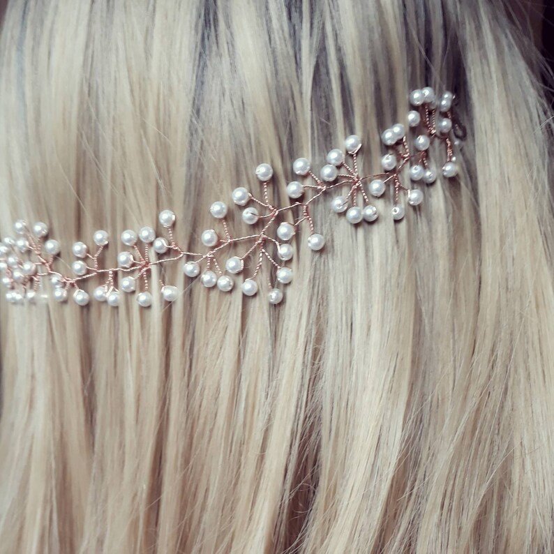 Pearl delicate hair vine hairpiece wedding bridal hair