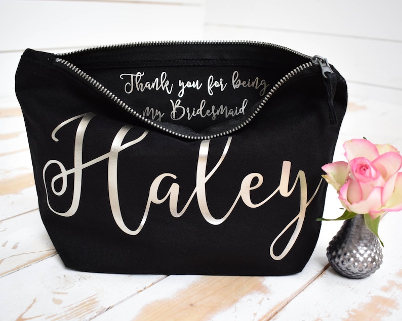 Personalised Bridesmaid Gift Make Up Bag  Thank you