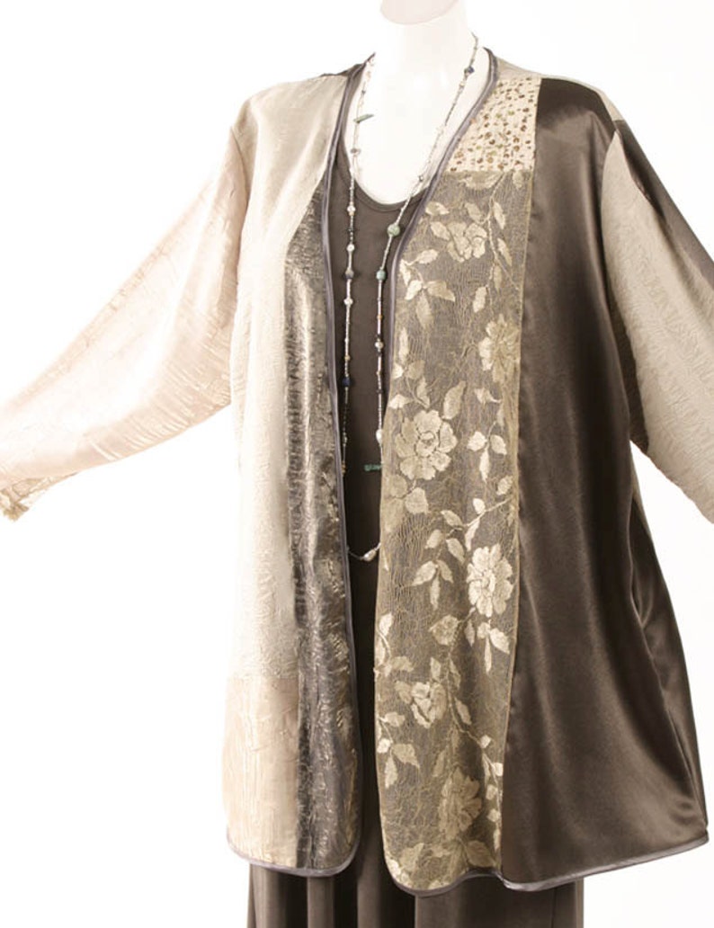 Plus SizeMother of Bride Dress Champagne Taupe French Roses