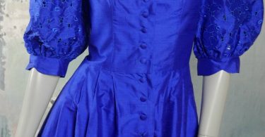 Royal Blue Silk Dress 1980s Austrian Vintage Elegant Bavarian