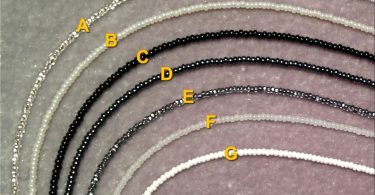 Seed Bead Necklace Black White Hematite Gunmetal Grey Thin