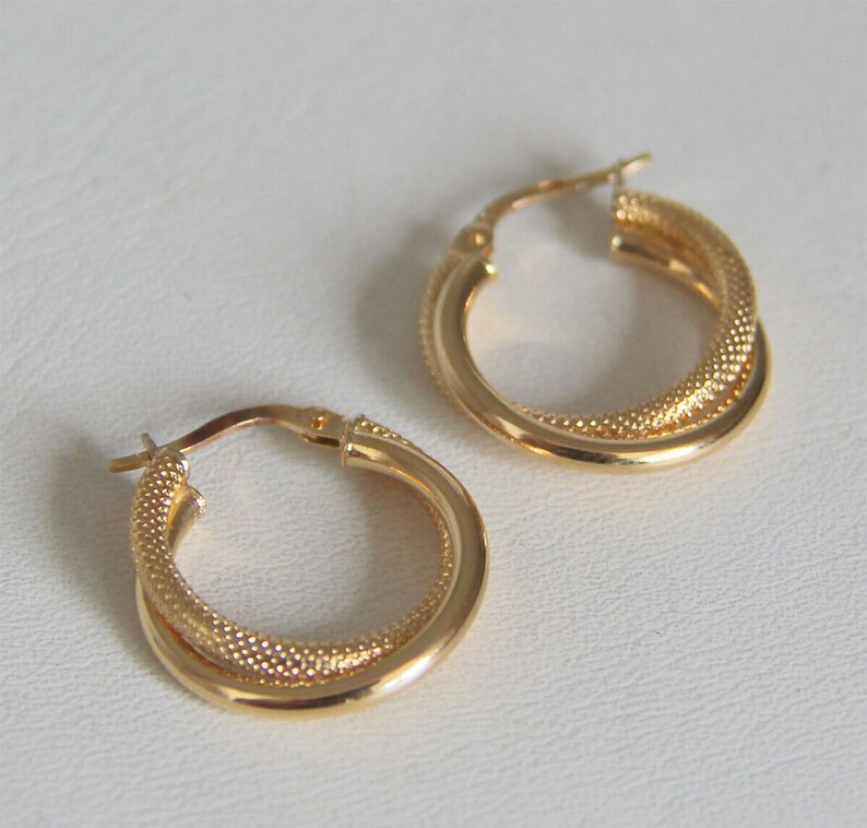 Splendid 18 Carat Gold French Creole Double Hoop Earrings.