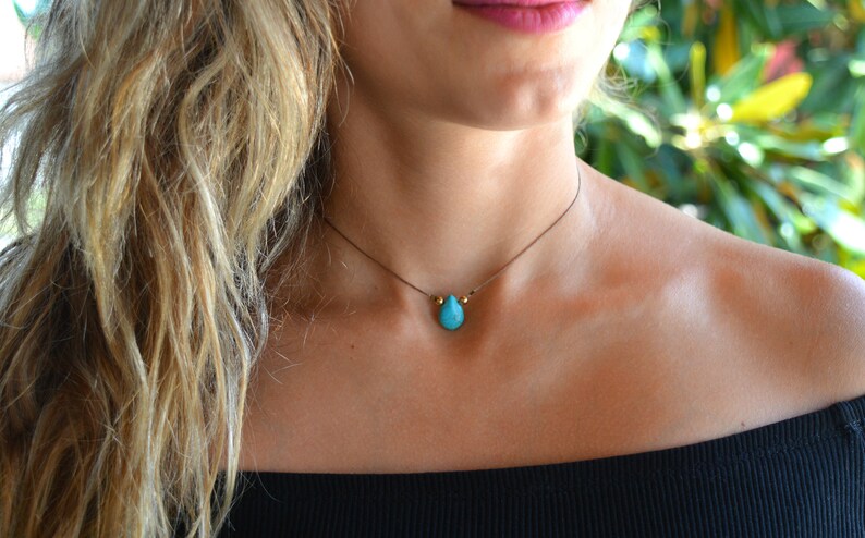 Turquoise choker necklace beaded Necklace gemstone choker