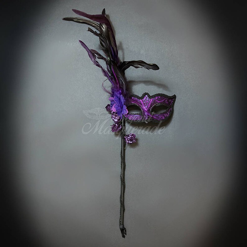 Venetian Goddess Masquerade Mask w/Handheld Stick  Soft
