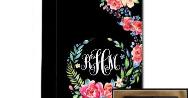 Classy Black Floral Monogrammed Pad Folio Notebook Notepad