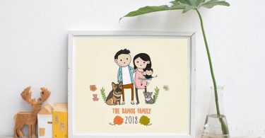 Custom Family portrait illustration Gift Family illustration