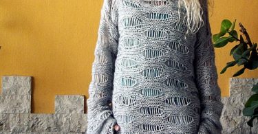 Gray Loose Knit Slouchy Sweater Hand Knit Sweater Women Knit
