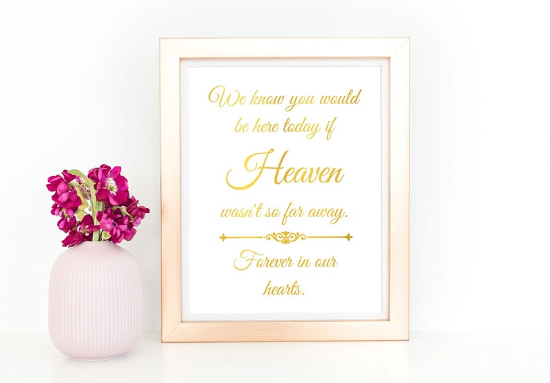 In Loving Memory Wedding Sign Forever in Our Hearts Gold
