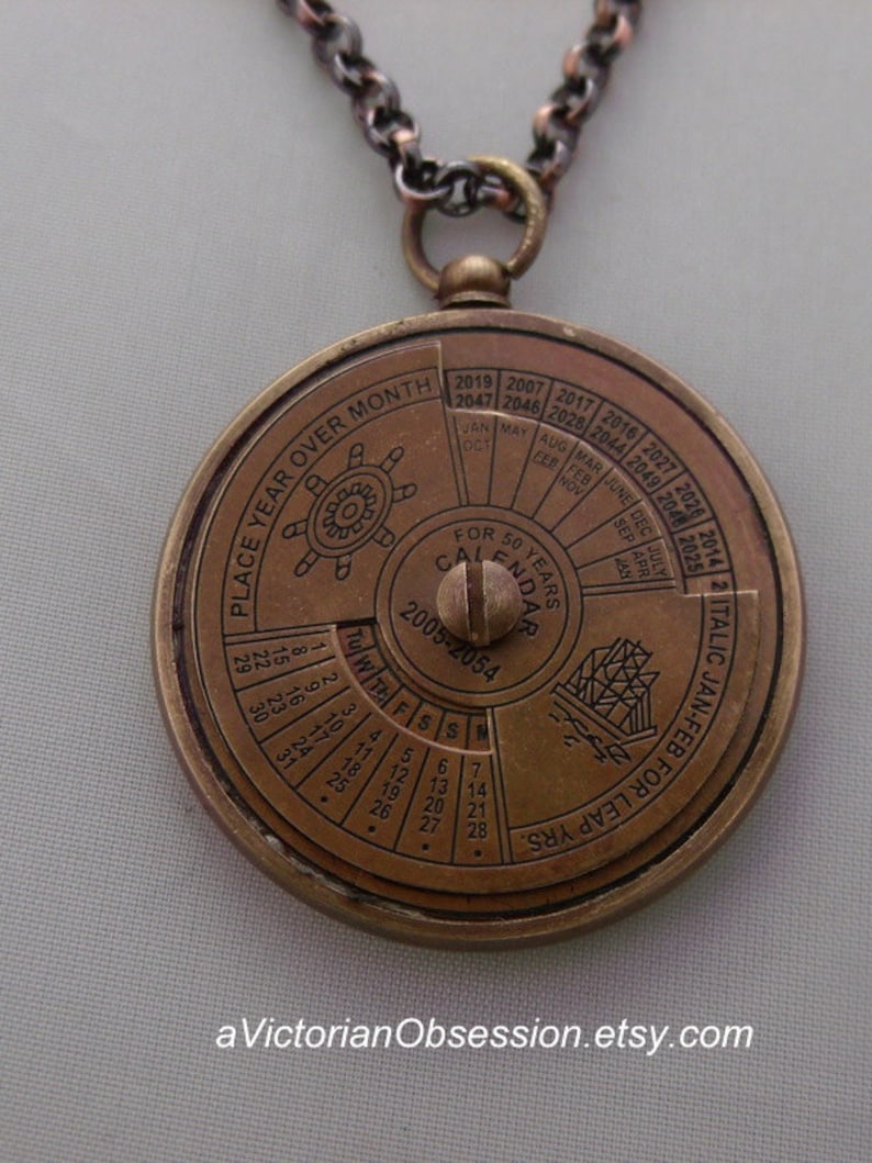 Nautical 50 Year Calender brass Pendant Ship Necklace