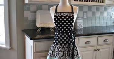 Seaside Damask Retro Apron  Personalized Retro Women’s