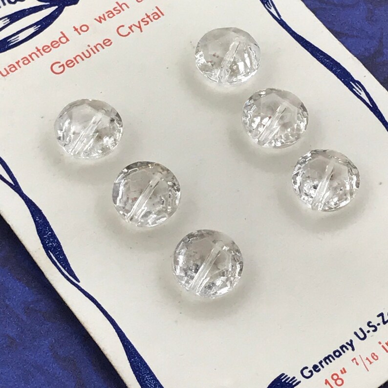 Set of 6 Vintage German Crystal Buttons 5020