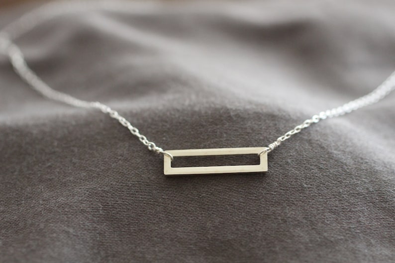 Simple Silver Necklace Sterling Silver Necklace Rectangle